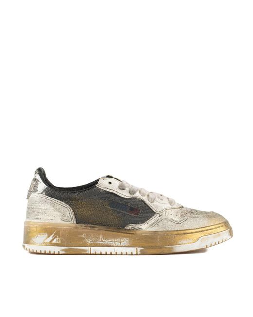 Autry Brown Medalist Low Super Vintage And Leather And Mesh Sneakers
