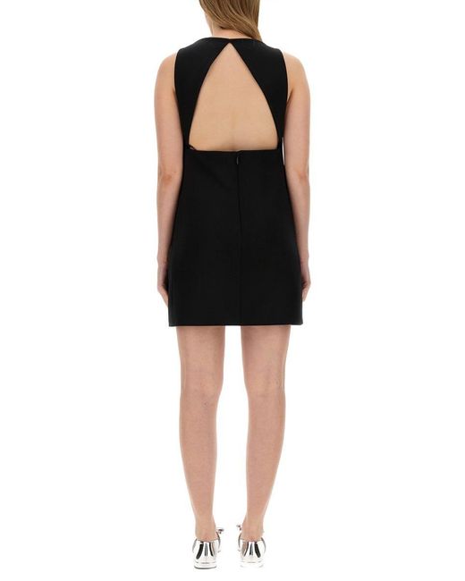 Versace Black Wool Blend Straight Mini Dress With Cut-Out