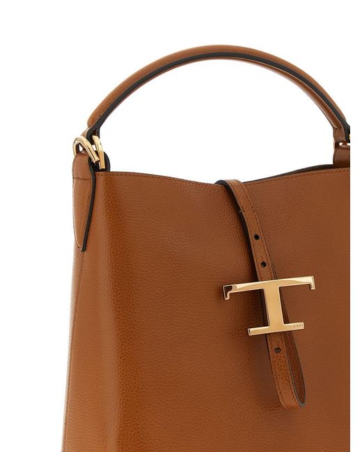 Tod's Brown 'T Timeless' Mini Bucket Bag