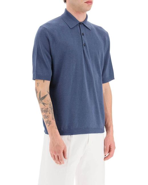Agnona Blue Linen And Cotton Jersey Polo for men