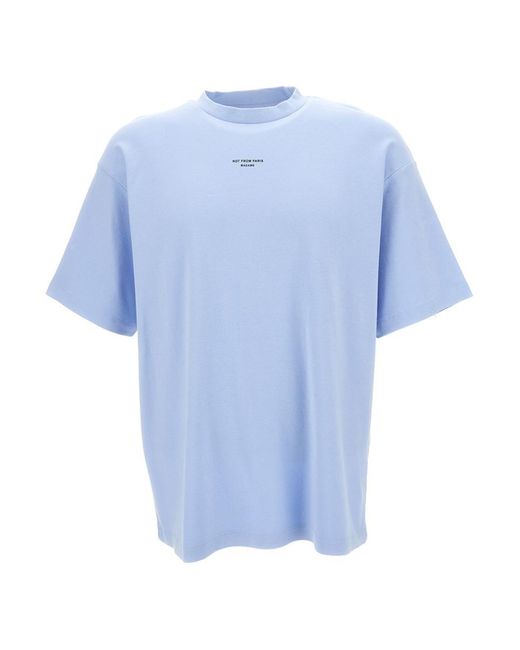 Drole de Monsieur Light Blue T-shirt With Slogan Print At The Front In Cotton Man for men
