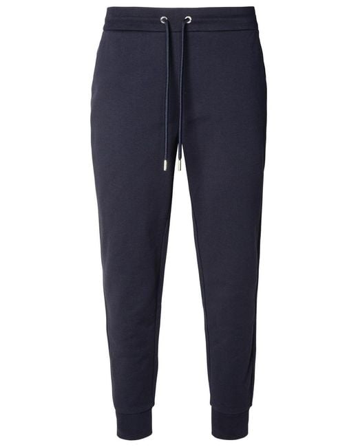 Moncler Blue Cotton Track Pants for men