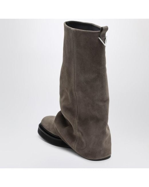 The Attico Brown Robin Taupe Suede Combat Boots