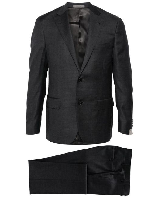 Corneliani Black Single-breasted Wool Suit for men