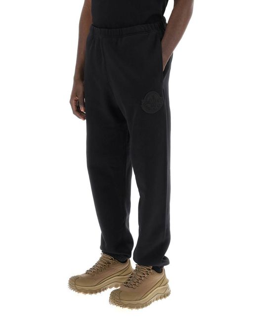 Moncler Black Joggers With Patch Logo for men