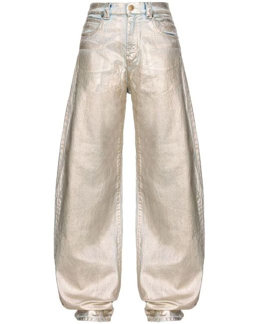 Pinko White Metallic Finish Jeans