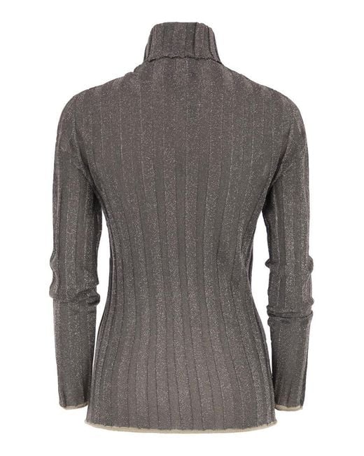 Fabiana Filippi Gray Ribbed Turtleneck With Lurex