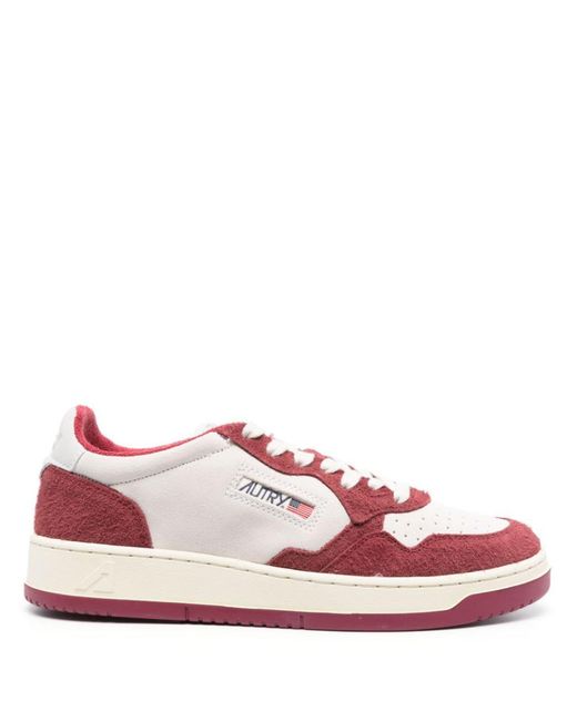 Autry Pink And White Two-tone Leather Medalist Low Sneakers for men
