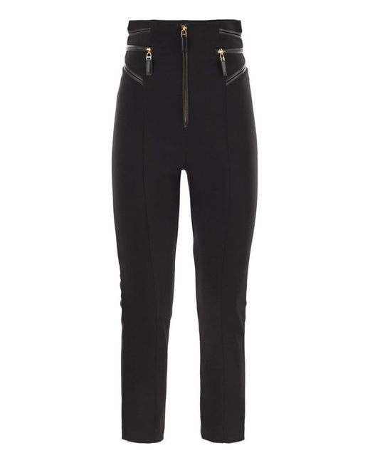 Elisabetta Franchi Black Crepe Trousers With Zip Details