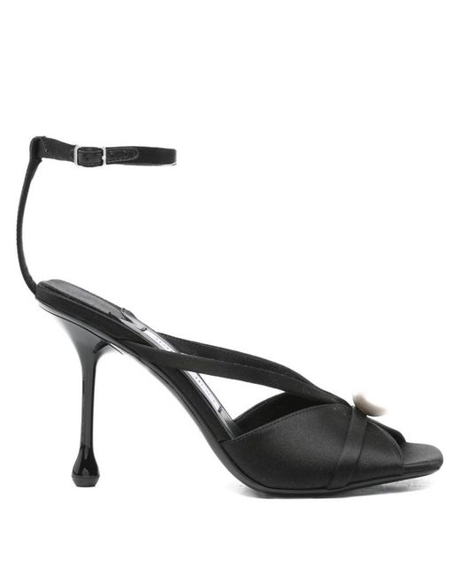 Jimmy Choo Black Siva 95 Satin Sandals