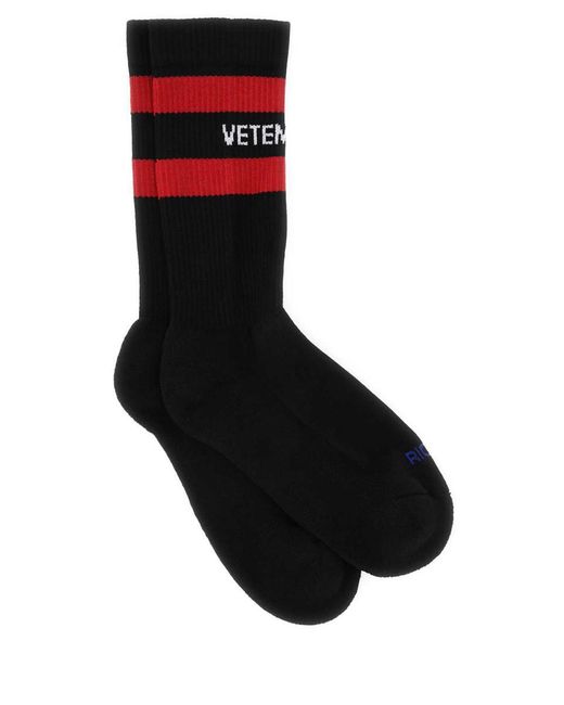Vetements Black Stretch Cotton Blend Socks for men