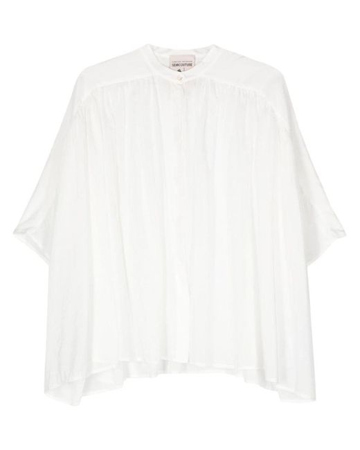 Semicouture White Crystin Cotton And Silk Blend Shirt