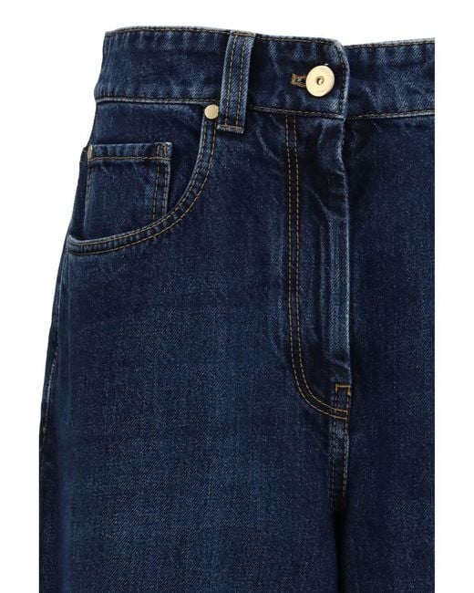 Brunello Cucinelli Blue Barrel-Leg Jeans