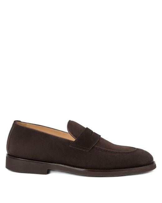 Brunello Cucinelli Brown Suede Leather Loafers for men