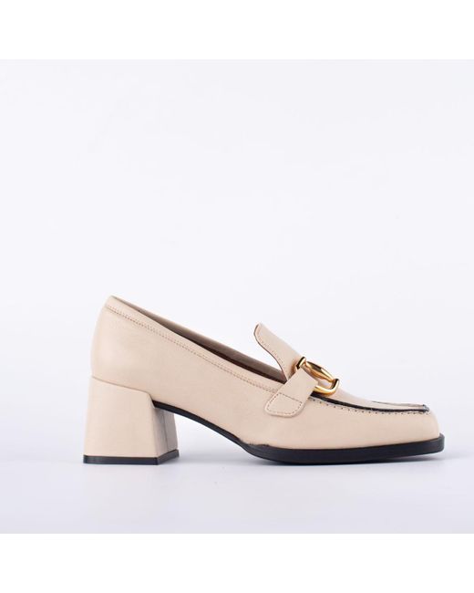 Angel Alarcon Pink Cream Leather Loafer With Metal Buckle