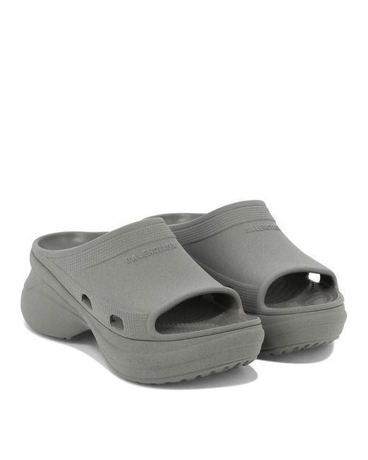 Balenciaga Gray "Pool Crocs" Slides