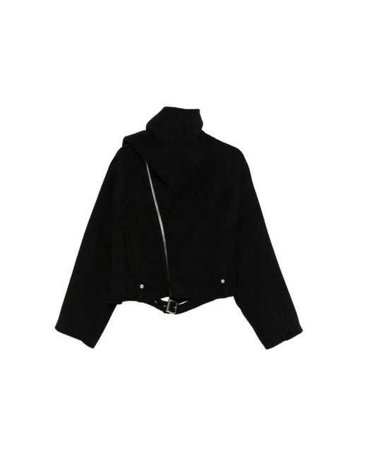 Rick Owens Black Leather Outerwears
