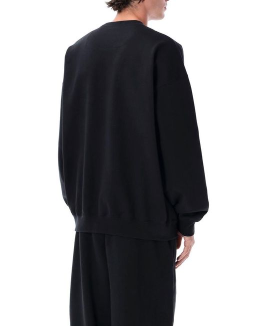 Y-3 Black Brushed Terry Loose-Fit Crewneck Sweatshirt for men