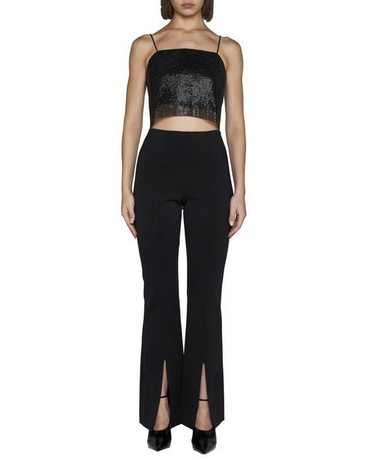 Alice + Olivia Black Grazi Chainmail Sequined Top