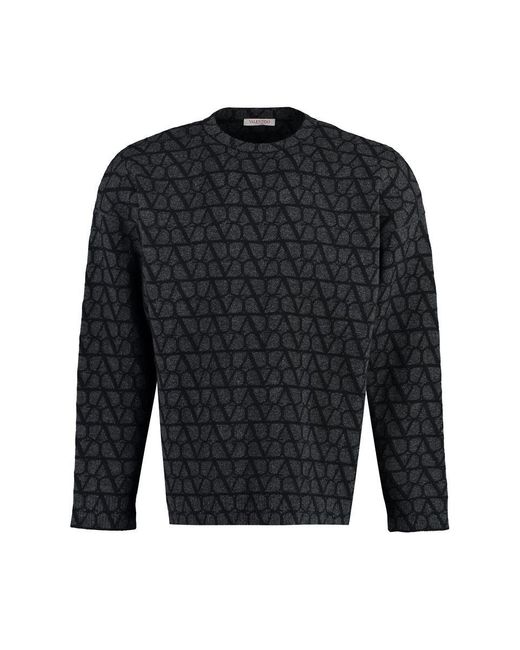 Valentino Black Crew-neck Wool Sweater for men