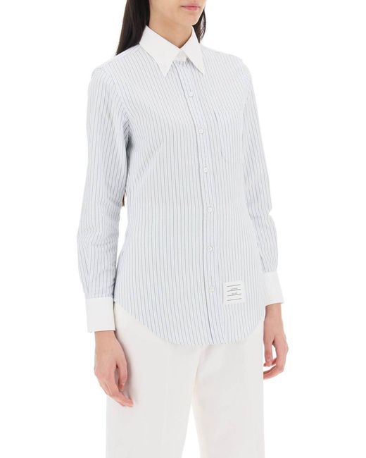 Thom Browne White Striped Oxford Shirt