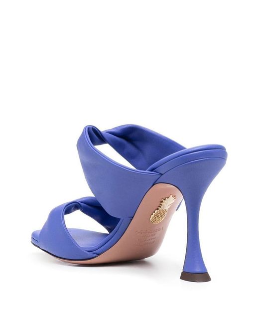Aquazzura Blue 110mm Leather Twist Sandals