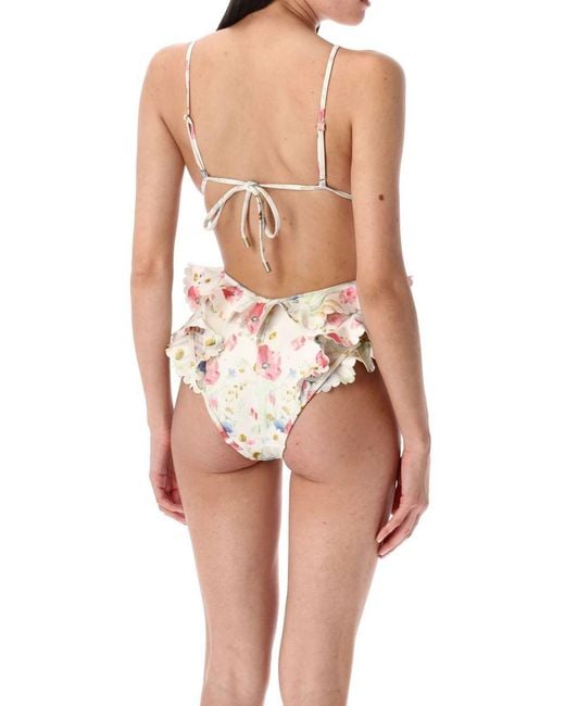 Zimmermann White Lucky Waterfall Frill One Piece