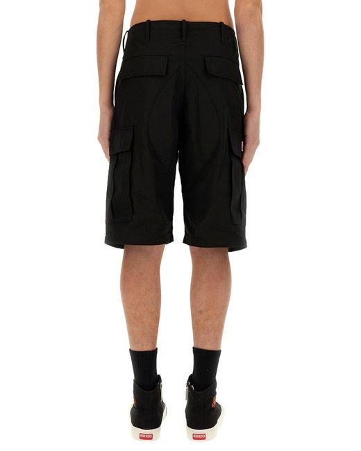 KENZO Black Cargo Workwear Shorts for men
