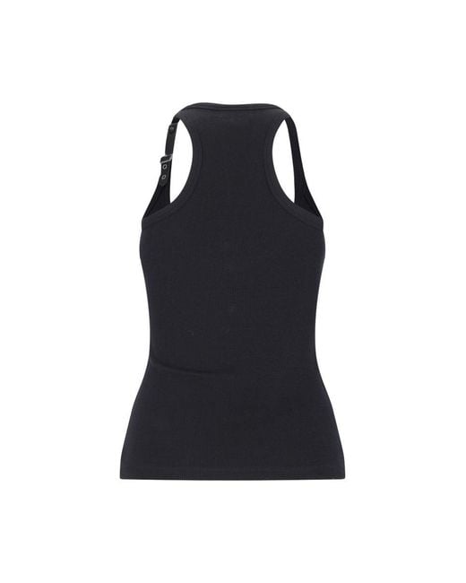 Courreges Black Buckle Ribbed Tank Top