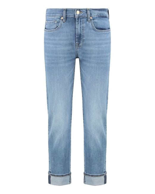 7 For All Mankind Blue Slim Mid-Rise Jeans