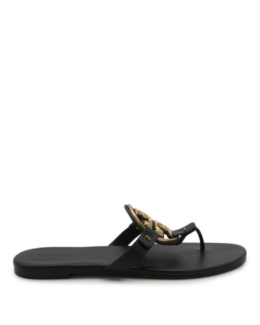 Tory Burch Black Leather Miller Flats