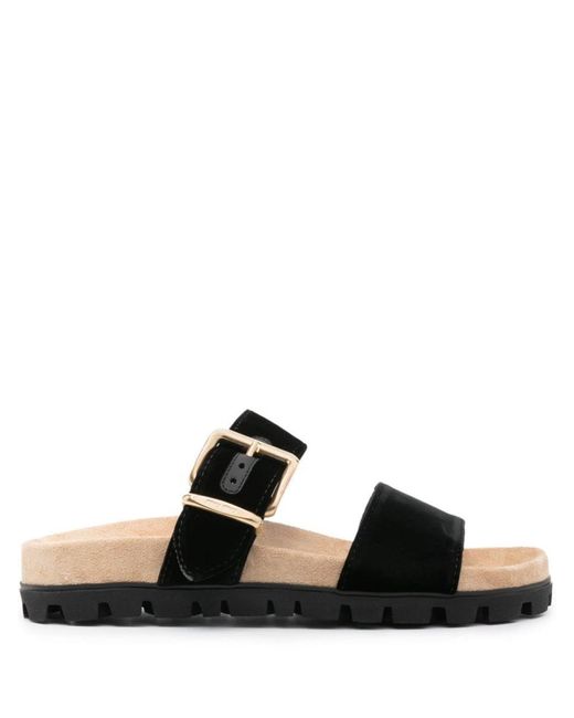 Miu Miu Black Suede Buckle Sandals
