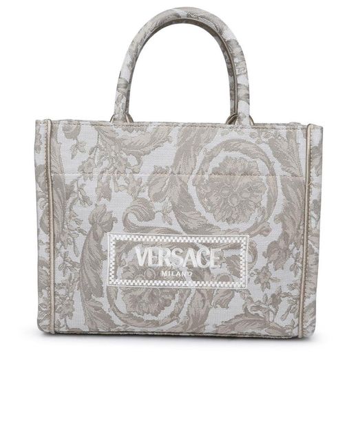 Versace Gray Two-Tone Fabric Bag