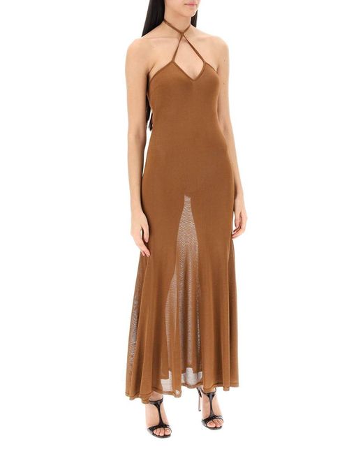 Tom Ford Brown Knitted Halterneck Maxi Dress