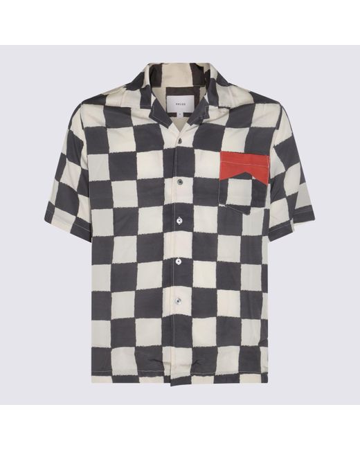 Rhude Multicolor Ivory Black And Red Silk Checker Shirt for men