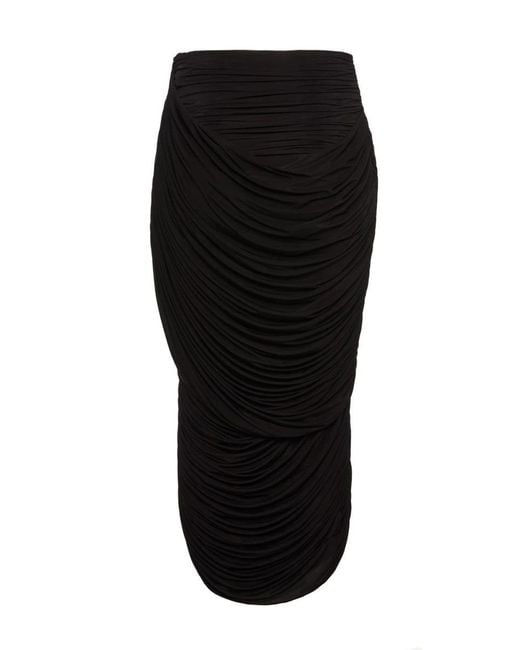 Magda Butrym Black Draped Midi Skirt