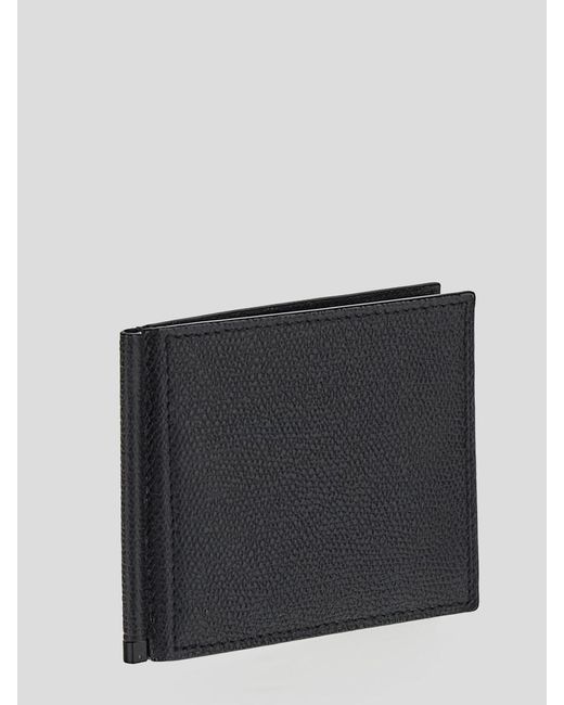 Valextra Black Simple Grip Wallet for men