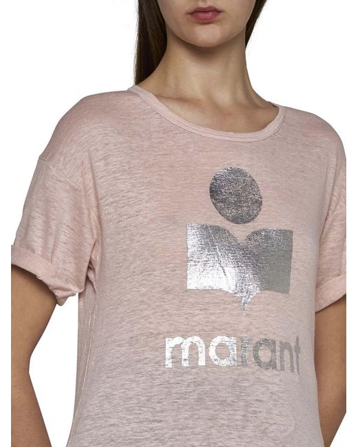 Isabel Marant Pink Koldi Linen T-shirt