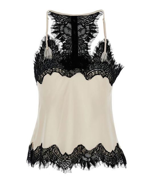 Gold Hawk Black 'Lucy' Camie Top With Lace Trim And Racerback