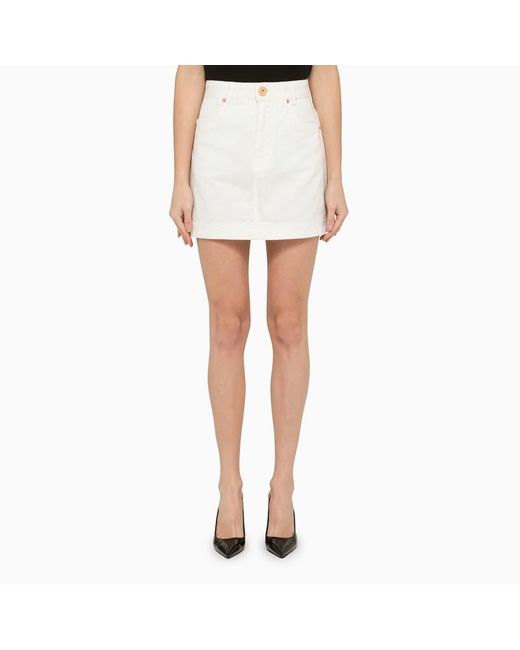 Balmain White Denim Miniskirt