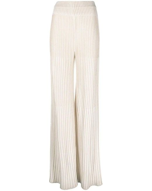 Balmain White High-rise Knitted Trousers