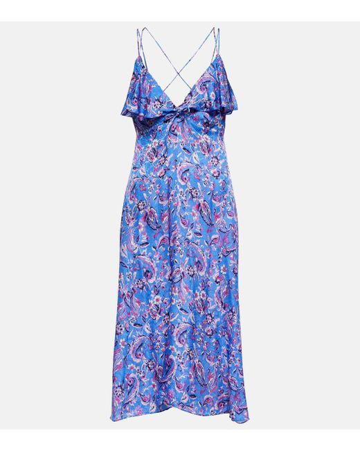 Isabel Marant Blue Paysa Printed Silk-blend Midi Dress