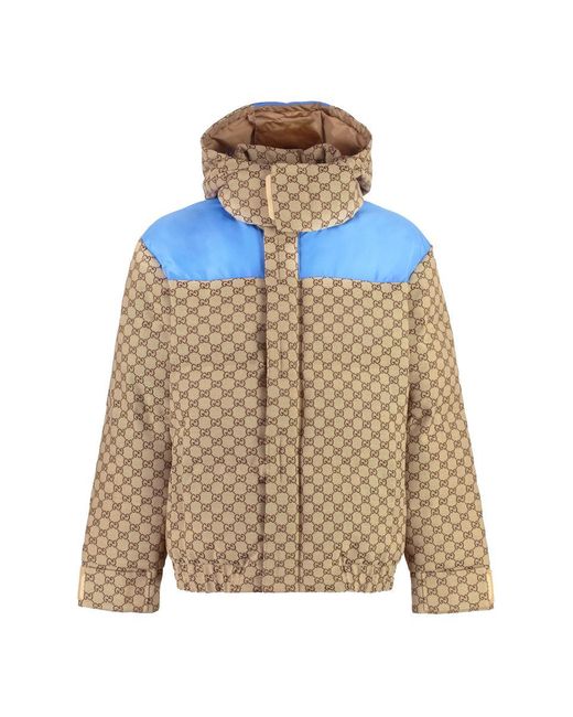 Gucci Blue Gg Cotton Canvas Padded Jacket for men