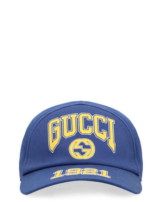Gucci Blue Print Cotton Baseball Hat for men