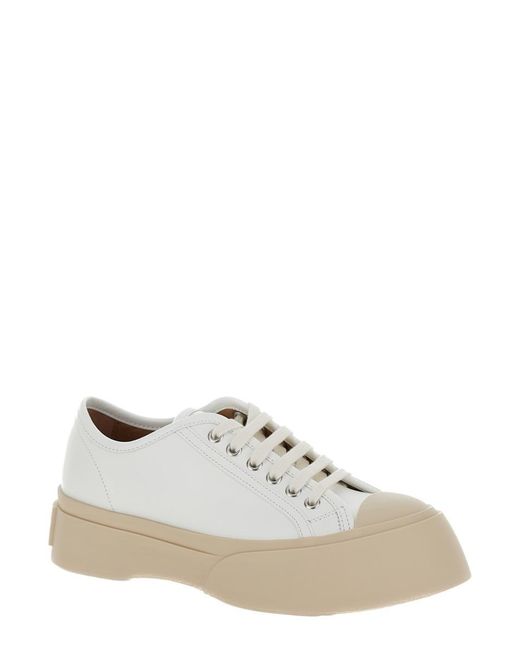 Marni White 'Pablo' Sneakers With Lace Up Closure