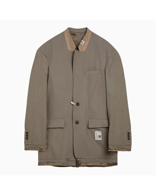Maison Mihara Yasuhiro Brown Wool Blend Jacket With Raw Cut Hem for men