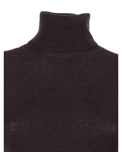 P.A.R.O.S.H. Black Ribbed Turtleneck Sweater