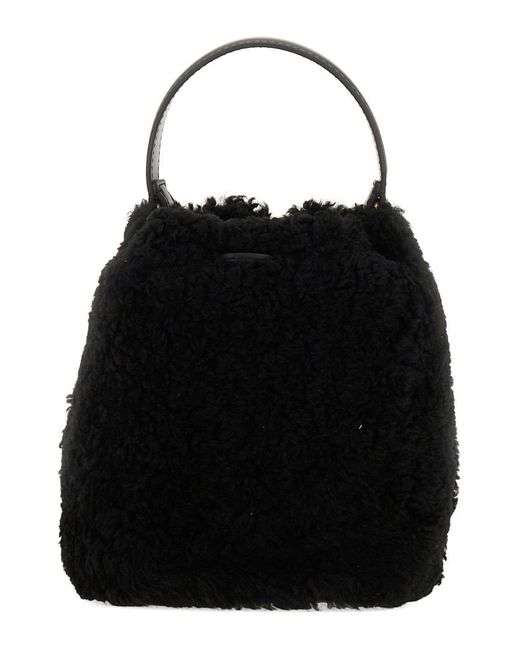 Anya Hindmarch Black Shearling Bucket Bag