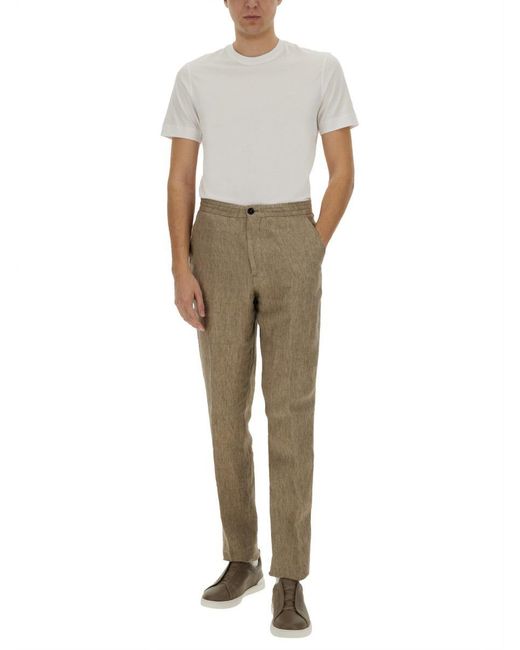Zegna Natural Tailored Linen Jogger Pants for men