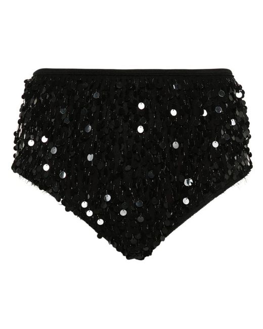Maison Margiela Black Embellished Silk Mini Shorts